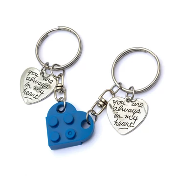 Páros kulcstartó, legó fazon, kék színű