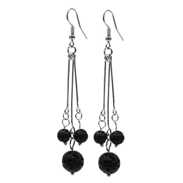 Lávakő 3 golyós, lógós fülbevaló, kb. 60-70 mm