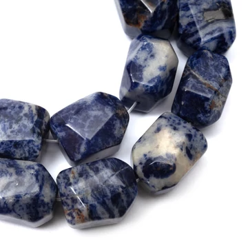 Szodalit lapcsiszolt szál, 15 mm, kb 21 cm