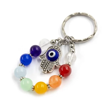 Hamsa kulcstartó csakra gyöngyökkel