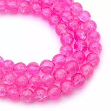 Roppantott kristály (rózsaszín) golyós szál, 8 mm, kb. 38 cm
