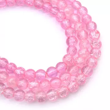 Roppantott kristály (rózsaszín) golyós szál, 6 mm, kb. 38 cm