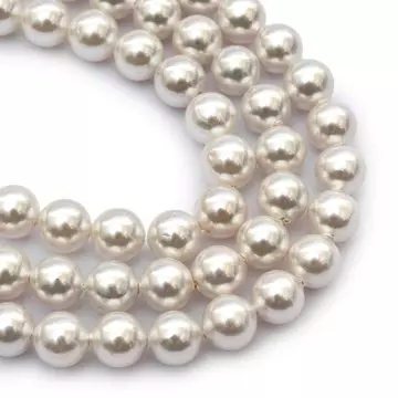 Shell pearl (fehér) golyós szál, 8 mm, kb. 39 cm