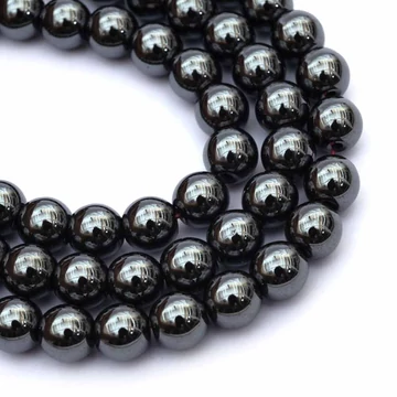 Hematit golyós szál, 6 mm, kb. 39 cm