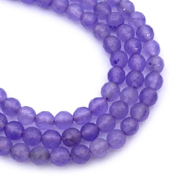 Jáde (lila) fazettált festett golyós szál, 6 mm, kb. 38 cm