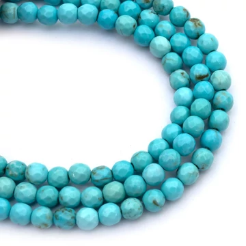 Türkinit golyós szál, fazettált, 4 mm, kb. 38 cm