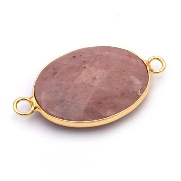 Rodonit összekötő elem, ovál, fazettált, arany szín, 17x23 mm, 1 db