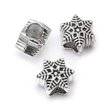 Hópehely köztes dísz, antik ezüst szín, 10x9 mm, 3 db