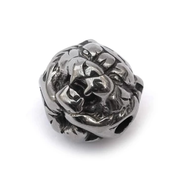 Nemesacél tigris fej köztes dísz, 10x11x10 mm, 1 db