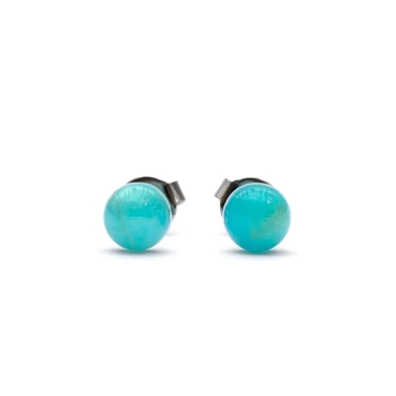 Amazonit cabochon fülbevaló nemesacél szerelékkel, 6 mm