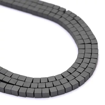Hematit matt kocka szál, 3x3mm, kb. 39 cm