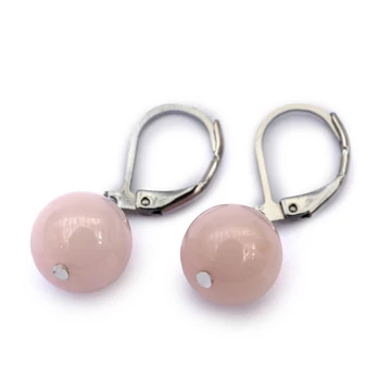 Rózsakvarc 1 golyós biztonsági fülbevaló nemesacéllal, 10 mm