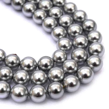 Shell pearl (szürke) golyós szál, 8 mm, kb. 38 cm