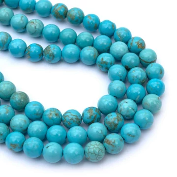 Türkinit golyós szál, világoskék, 6 mm, kb. 38 cm