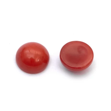 Bambuszkorall cabochon kő, kerek, piros, 6 mm, 2 db