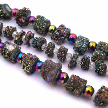 Achát aura geóda nyers szál, 15-20x6-7 mm, kb. 10 cm