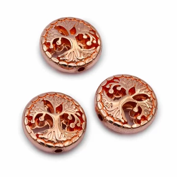 Hematit (rosegold) életfa köztes dísz, 13x4,5 mm (3 db)