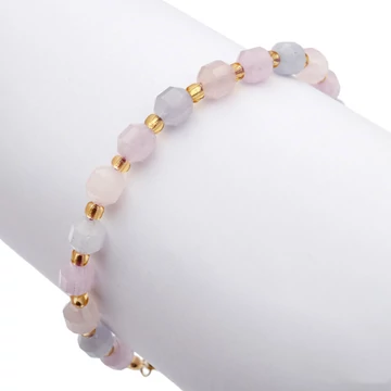 Nemesacél, multicolor, arany színű ásvány karkötő, kb. 17-21 cm