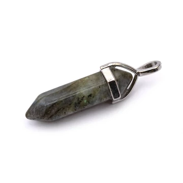 Labradorit kristályfüggő medál, 35x12 mm