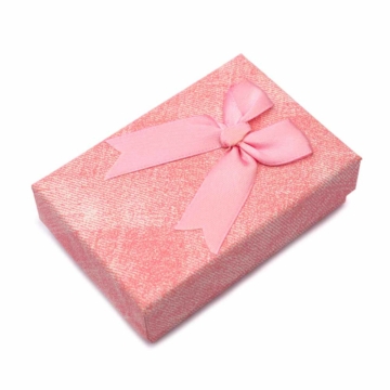 Díszdoboz fekete béléssel, rózsaszín, rózsaszín masnis, karton, 6x9 cm