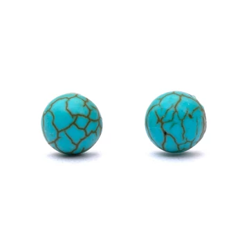 Türkinit cabochon fülbevaló nemesacél szerelékkel, 6 mm