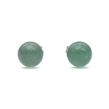 Aventurin cabochon fülbevaló nemesacél szerelékkel, 6 mm