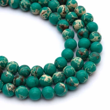 Regalit golyós szál, türkizzöld, 6 mm, kb. 38 cm