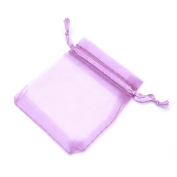 Tüll tasak (27), kb. 7x9 cm, mályva (5 db)