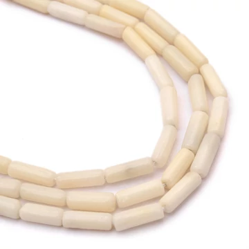 Bambuszkorall henger szál, fehér, 3x9 mm, kb. 38 cm