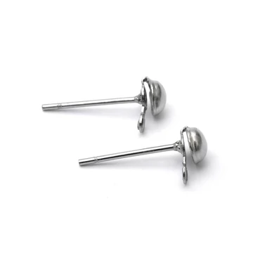 Nemesacél fülbevaló stift félgömbbel 6x4x3xmm (20 db)