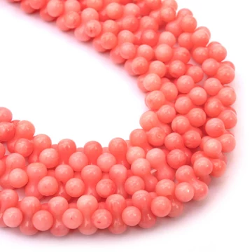 Bambuszkorall csontocska szál, rózsaszín, színezett, 4x8 mm, kb. 38 cm