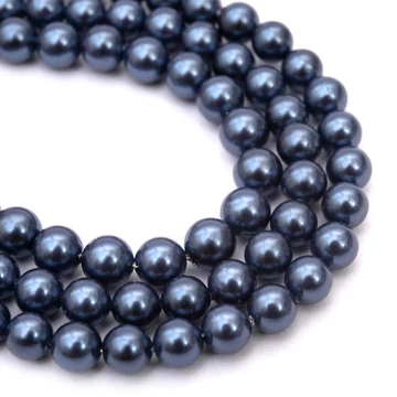 Shell pearl (sötétkék) golyós szál, 6 mm, kb. 38 cm