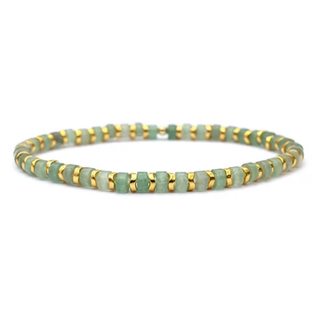 Aventurin és hematit korong női gumis ásvány karkötő, 2x4 mm, 17 cm