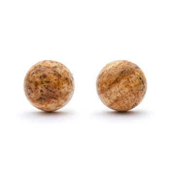 Képjáspis cabochon fülbevaló nemesacél szerelékkel, 8 mm