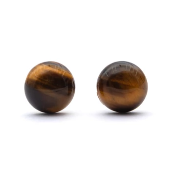 Tigrisszem cabochon fülbevaló nemesacél szerelékkel, 8 mm