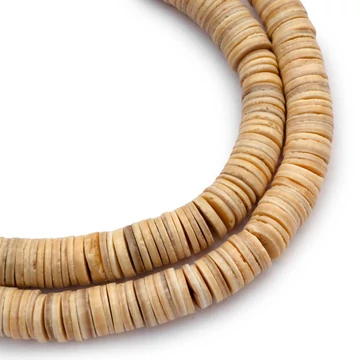 Gyöngyház natúr korong gyöngy, 8 mm, kb. 60 cm