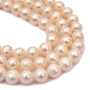 Édesvizi tenyésztett gyöngy szál, fehér, potato, 7-7,5 mm, kb. 40 cm