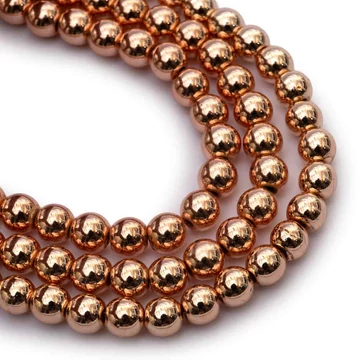 Hematit (rosegold) golyós szál, 6 mm, kb. 39 cm
