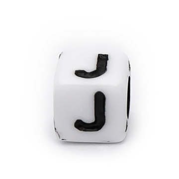 Akril kocka J betű köztes dísz, 6x6 mm