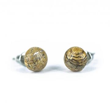 Képjáspis, cabochon fülbevaló, 8 mm