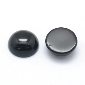 Fekete achát cabochon kő, 8x3,5 mm (2 db)