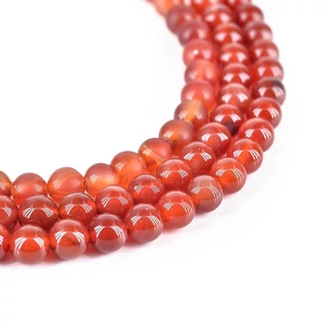 Karneol golyós szál, 6 mm, kb. 39 cm