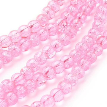 Roppantott kristály (rózsaszín) golyós szál, 6 mm, kb. 38 cm