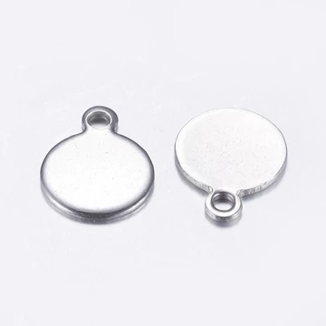 Nemesacél kerek lap medál, 8 mm (10 db)