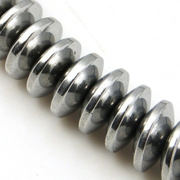 Hematit (ezüst) button szál, 8 mm,  kb. 39 cm