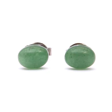 Aventurin cabochon fülbevaló nemesacél szerelékkel, 6x8 mm