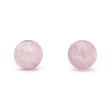 Rózsakvarc cabochon fülbevaló nemesacél szerelékkel, 8 mm