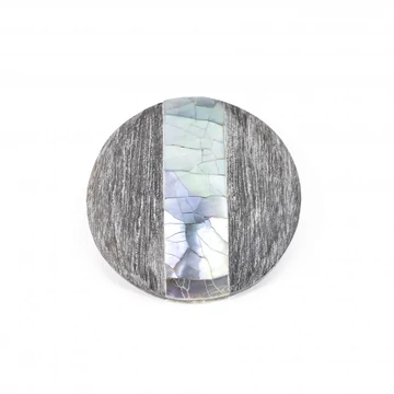 Bölényszarv kagylóberakásos (szürke) kerek, lapos gyöngy, 30 mm (1 db)