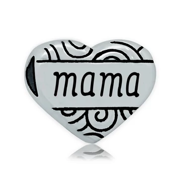 Nemesacél mama feliratos kics szív köztes dísz (1 db)