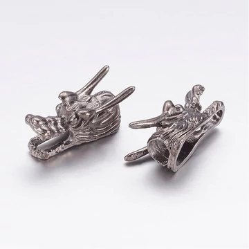 Fekete sárkányfej köztes dísz, 24x10x11 mm (1 db)